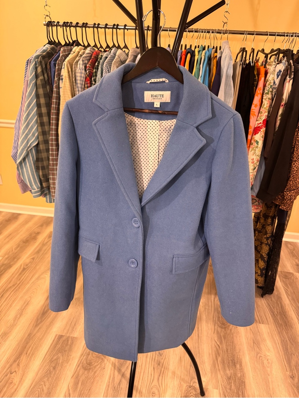 HAUTE Light Blue Single-Breasted Pea Coat